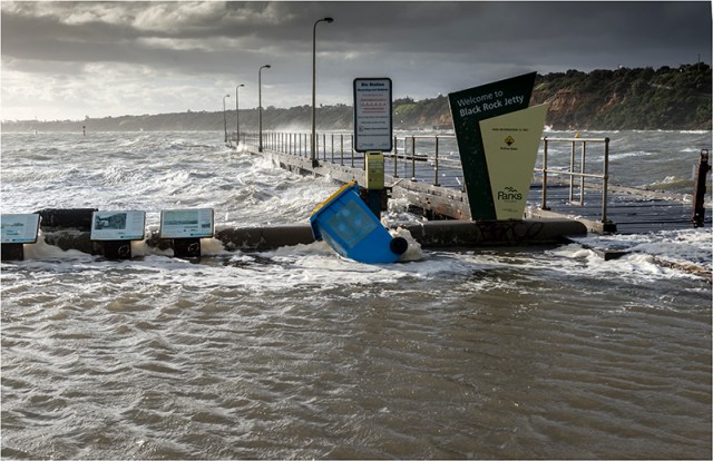 The main jetty entrance  and HMVS Cerberus display gets a bath